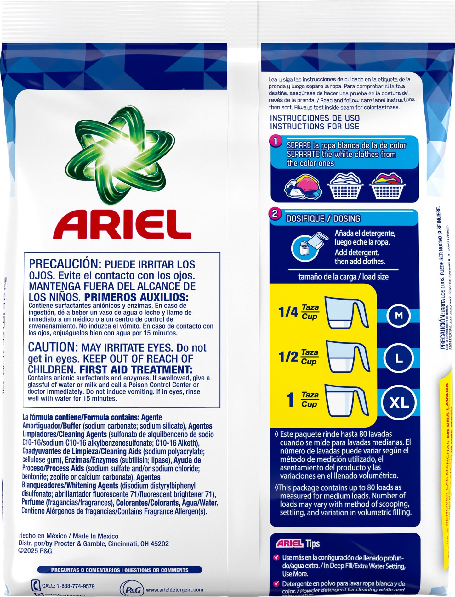 Ariel Laundry Detergent Powder, Original, 80 Loads - 127 OZ 5 Pack