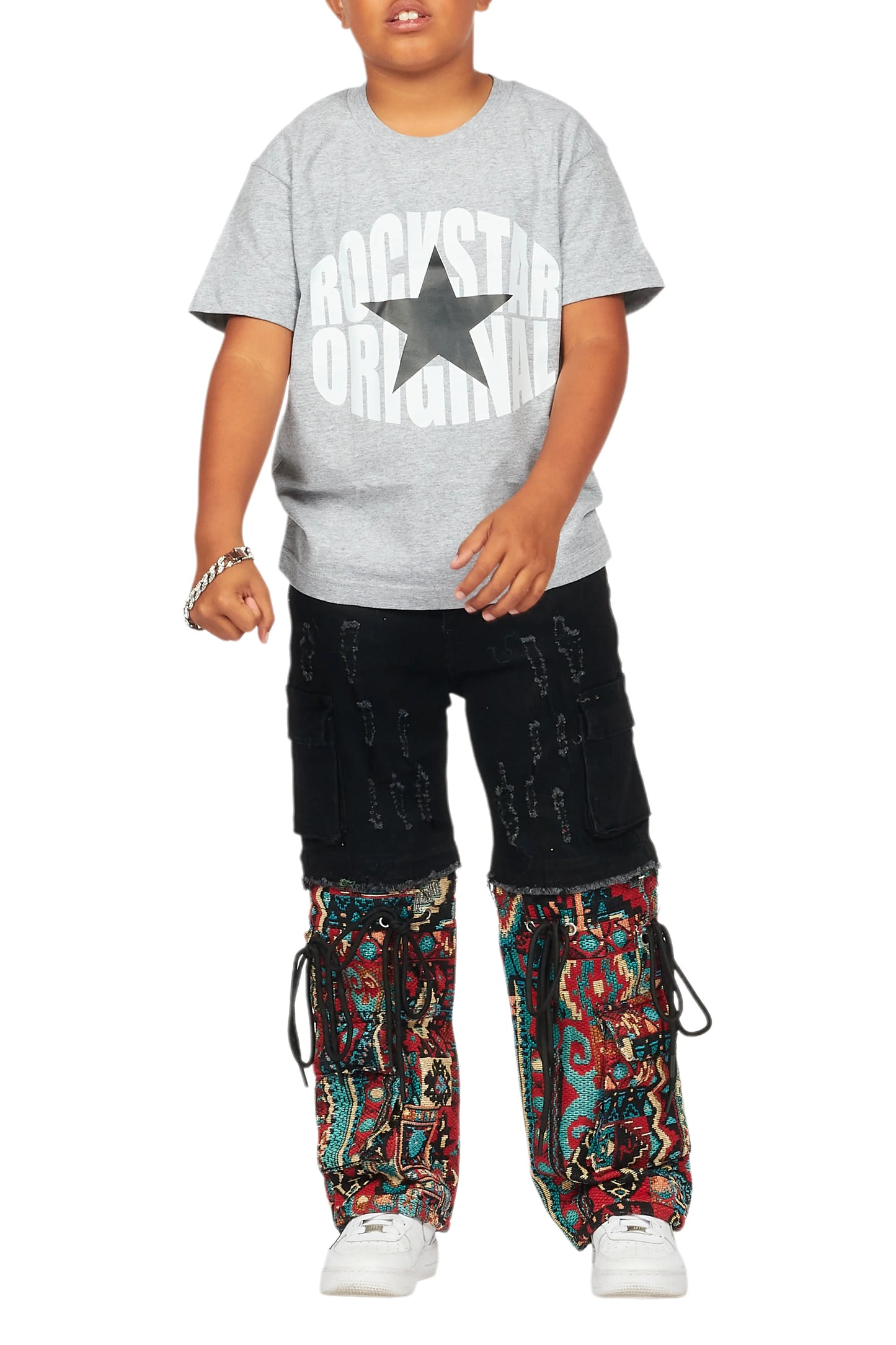 Boys Baatar Jet Black Baggy Fit Jean