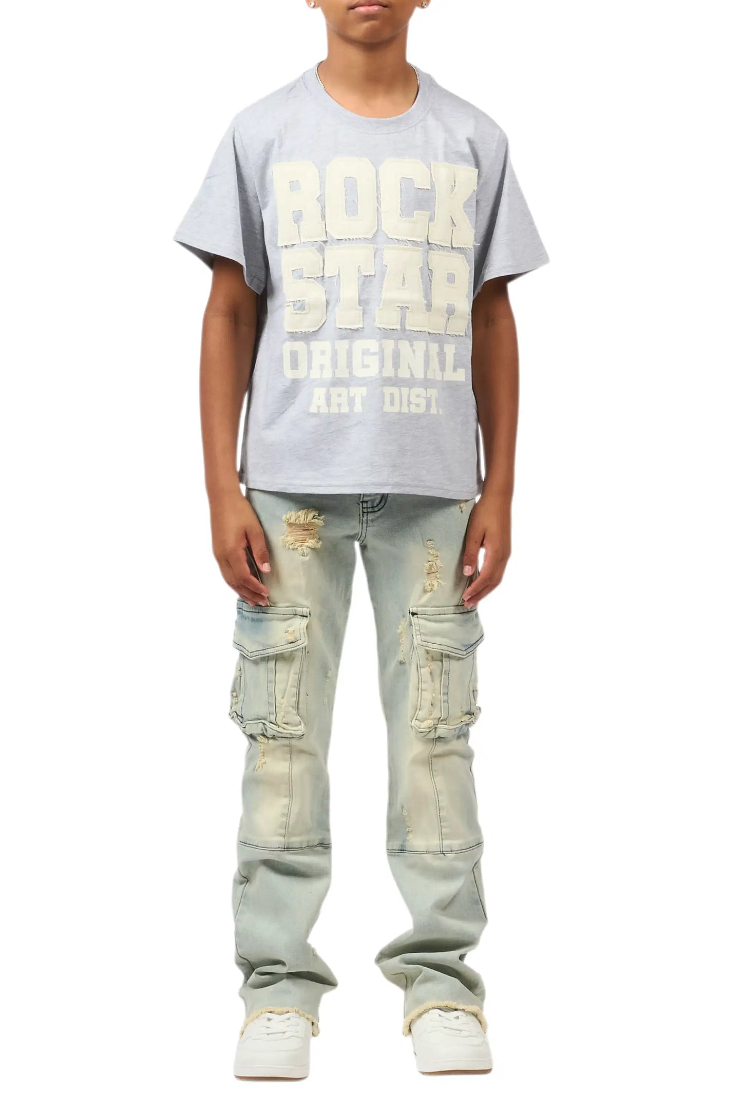 Boys Adalee Blue Stacked Flare Jean