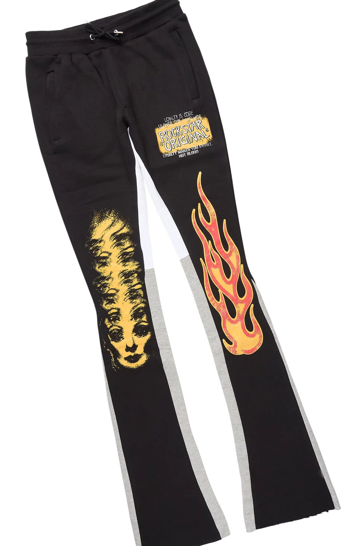 Beno Black Stacked Flare Hoodie Track Set