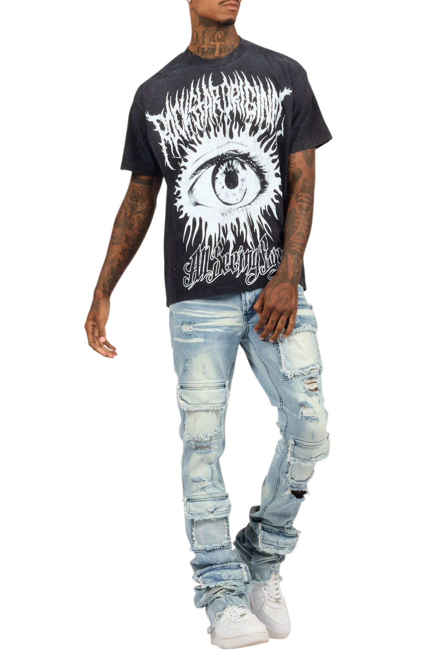 All Seeing Eyes Vintage Black/White Oversized T-Shirt