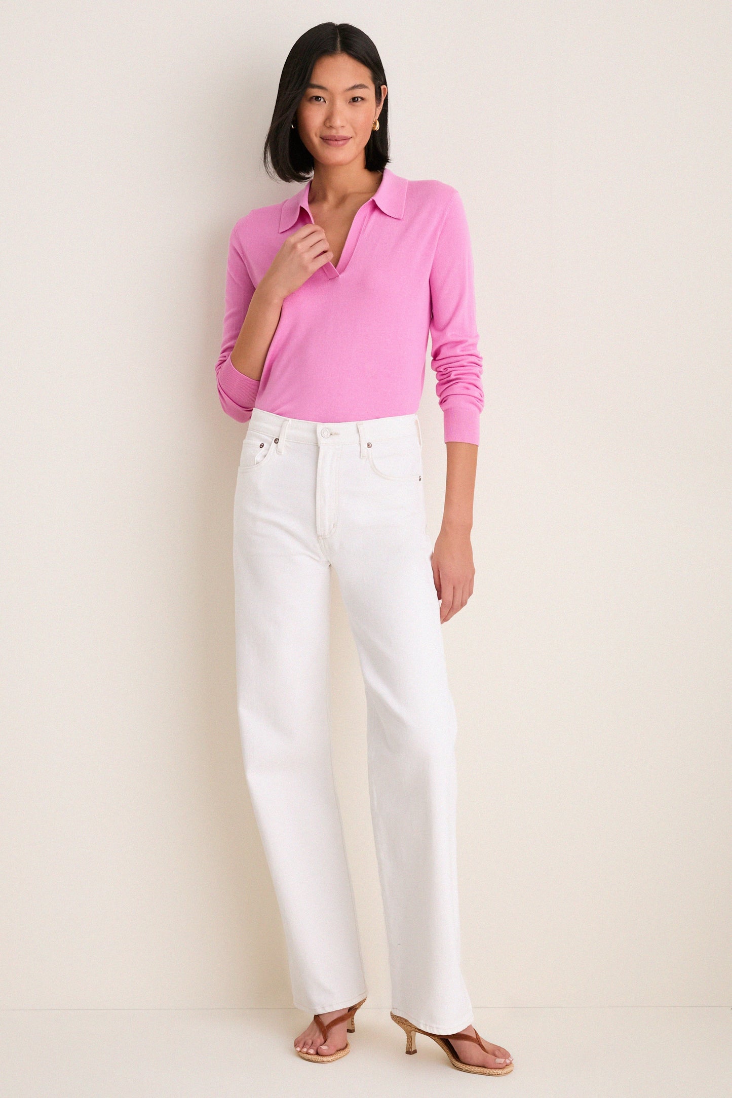 Carnation Pink Cashmere Silk Theo Polo