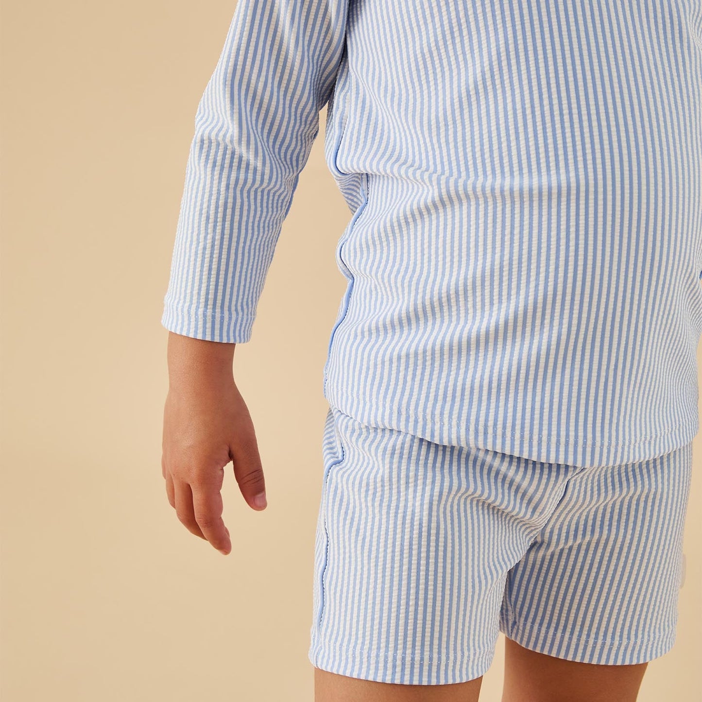 Cloud Stripe Seersucker Rash Vest & Shorts Outfit