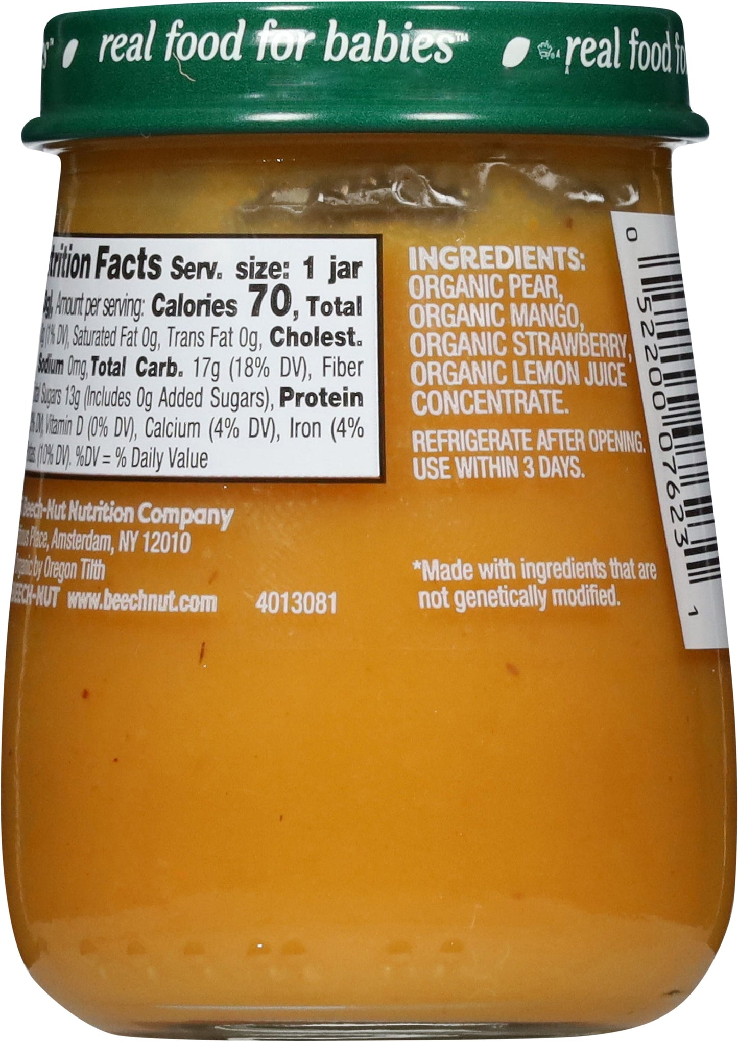 Beech-Nut Organics Stage 2 (6+ Months) Pear, Mango & Strawberry 4 oz - 10 Pack