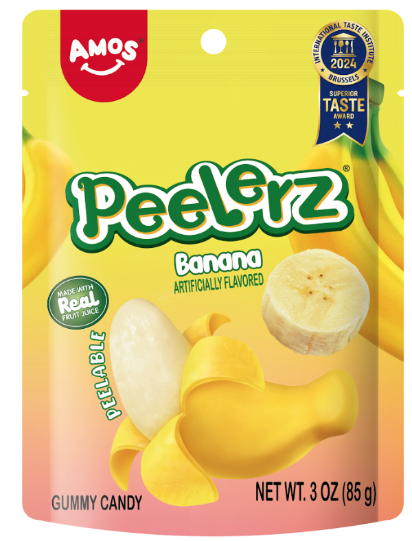 Amos Peelerz Banana Gummy Candy - 3 OZ 48 Pack