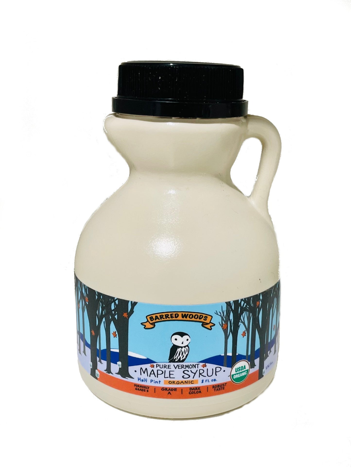 Barred Woods Maple Pure Organic Vermont Maple Syrup - Grade A Dark Robust - 8 FL OZ 12 Pack