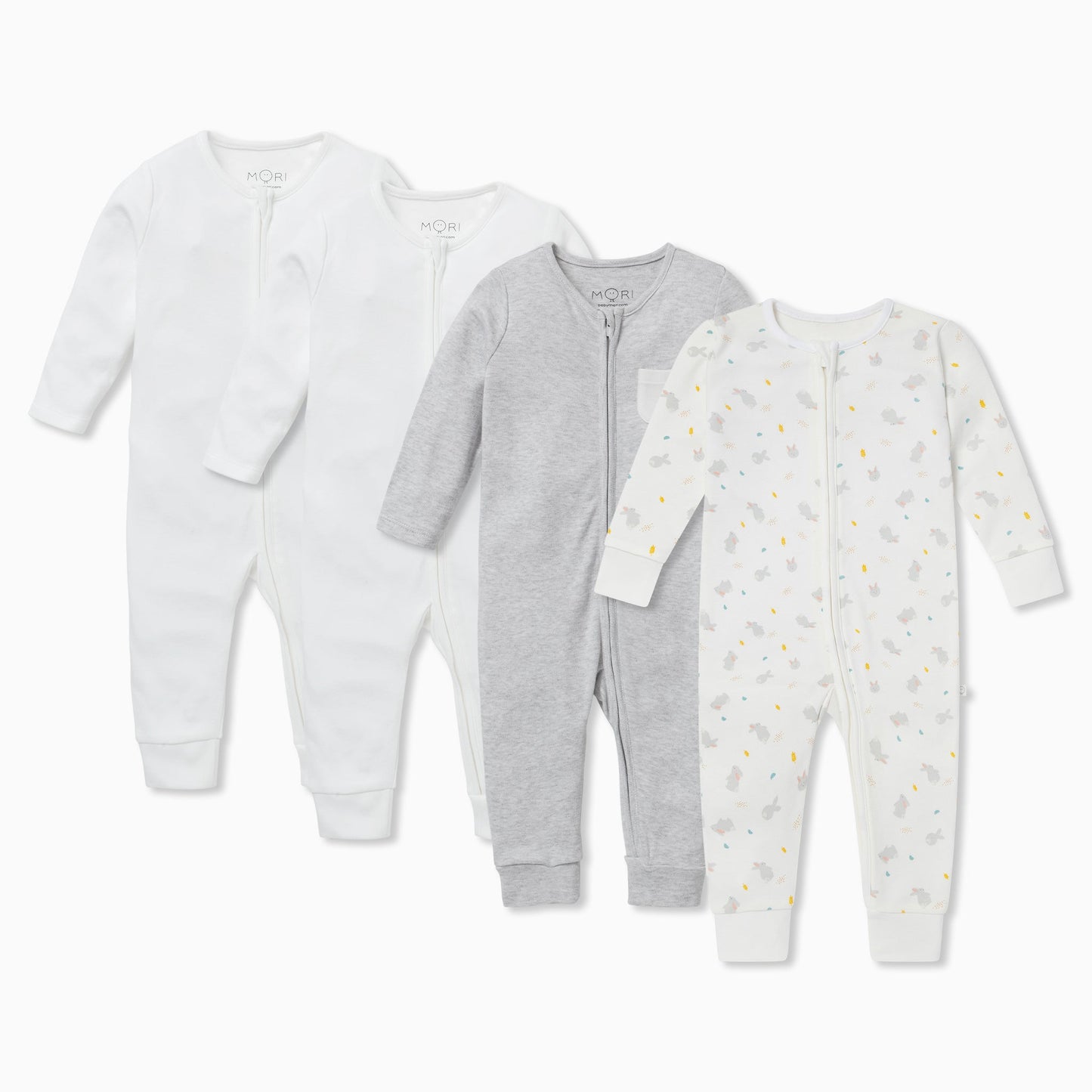 Bunny Printed Clever Zip Sleepsuit 4 Pack