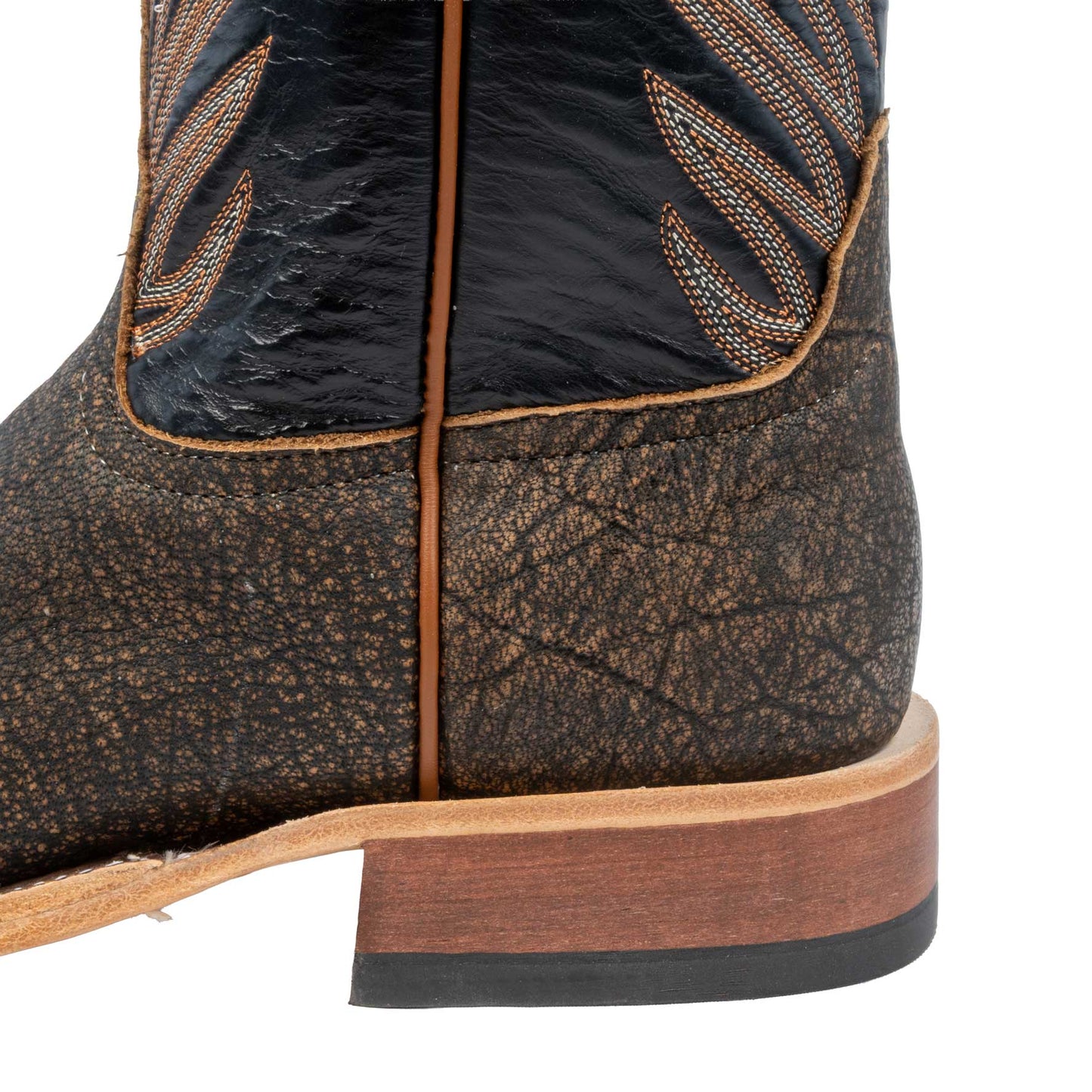 Anderson Bean Men's Square Toe Tan Safari Cape Buffalo Black Western Boot