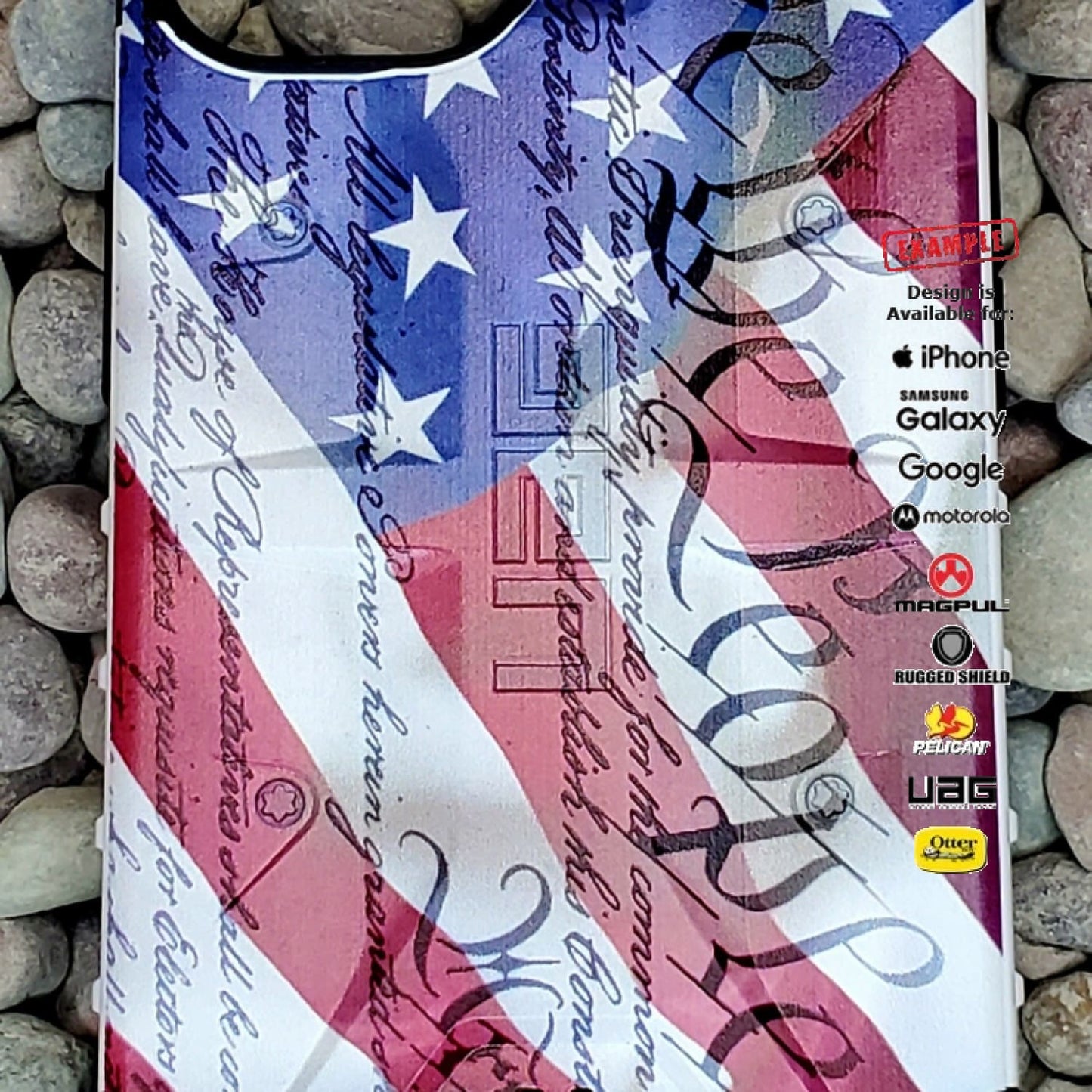 CLEARANCE - Custom Printed Apple iPhone 13 US Flag Constitution Design on White UAG Pathfinder Case
