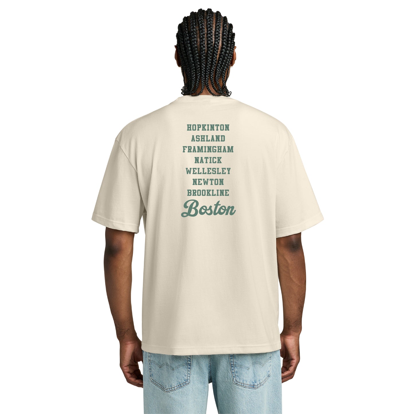 Boston 26.2 - Heavyweight Griege Tee (DT6065) (HBM26-10 LC, HBM26-09 Back)