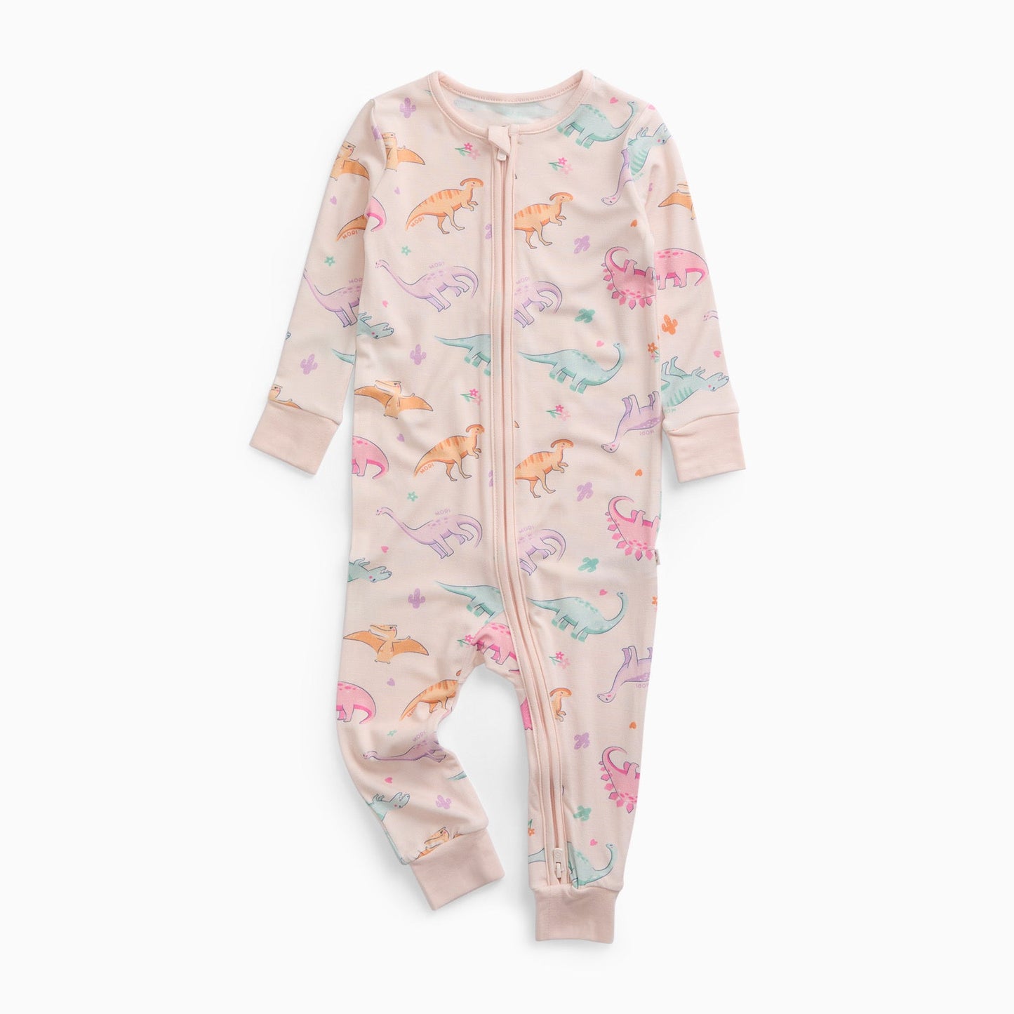 Dinosaur Nights Clever Zip Sleepsuit - Pink