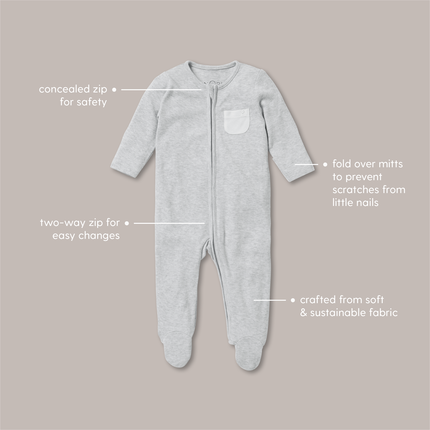 Crab & Shell Clever Zip Sleepsuit