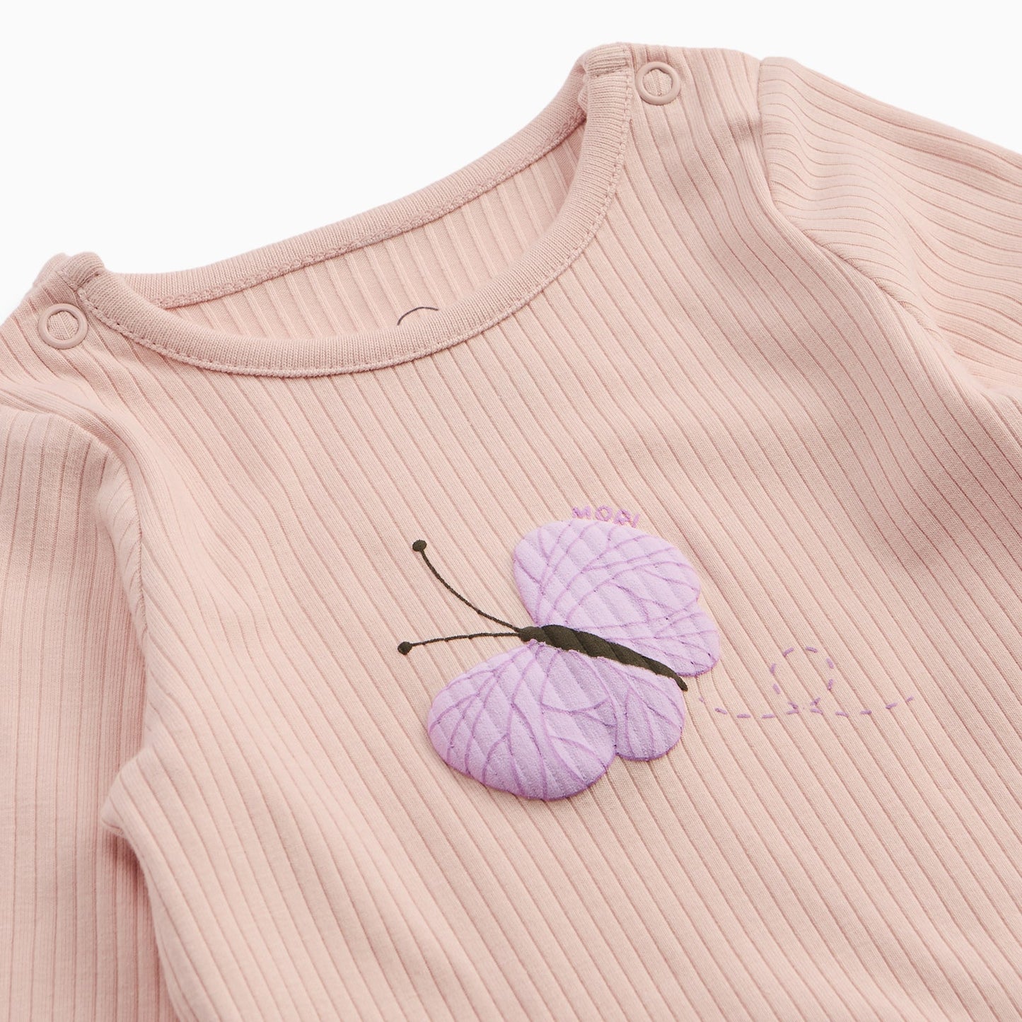 Butterfly Ribbed Long Sleeve Top