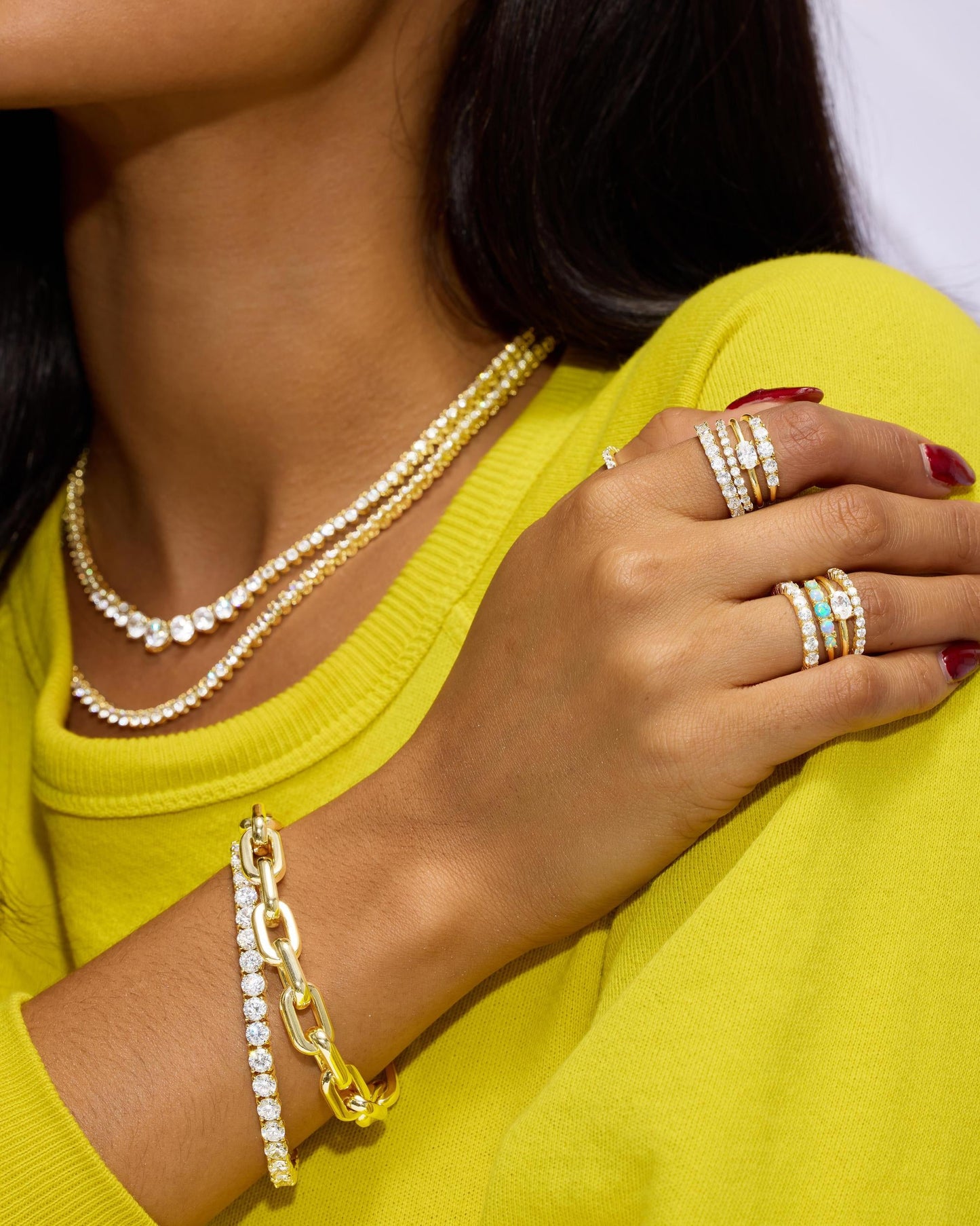 She's So Stacked Ring - Silver|White Diamondettes