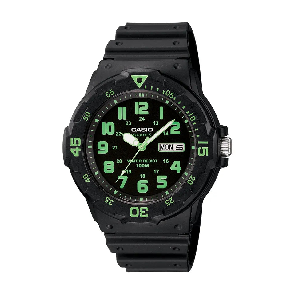 Casio MRW200H-3B 100M WR Analogue Watch BlackGreen/Resin