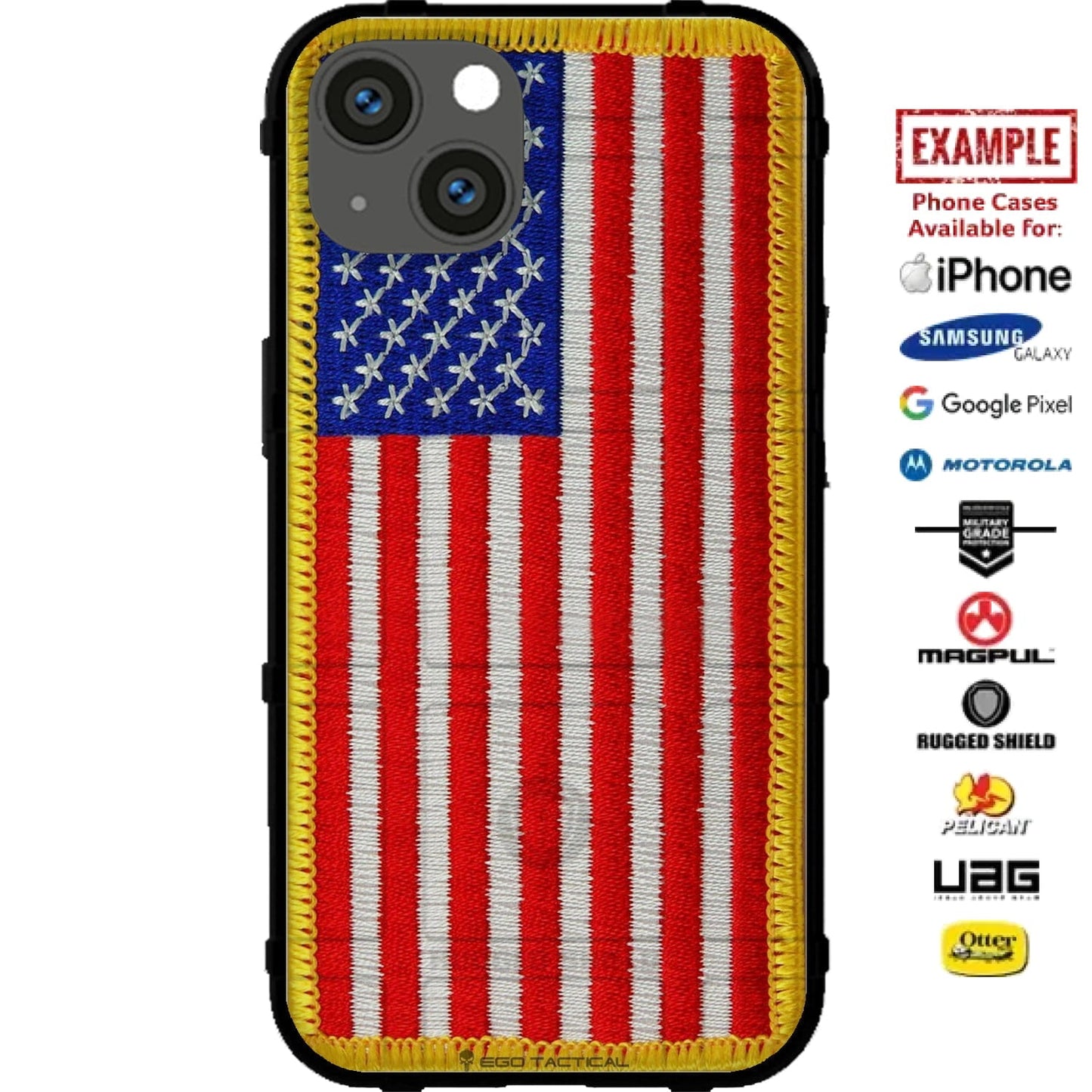 USA Assaulting Flag Patch Case all styles Custom Printed Case Design for Apple, Samsung, Google & Motorola Phone Models