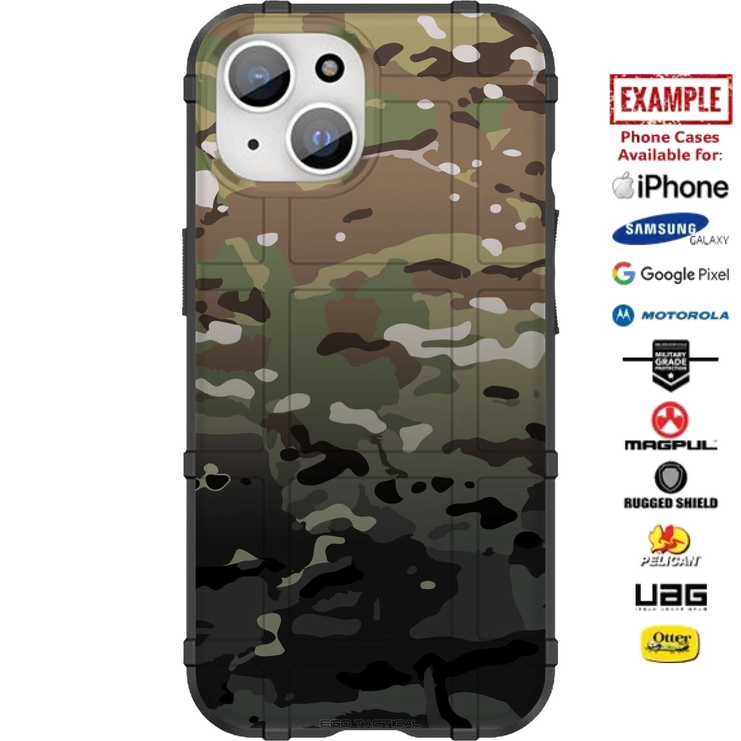 Multicam OCP Scorpion fade to Multicam Black Camouflage Custom Printed Case Design for Apple, Samsung, Google & Motorola Phone Models