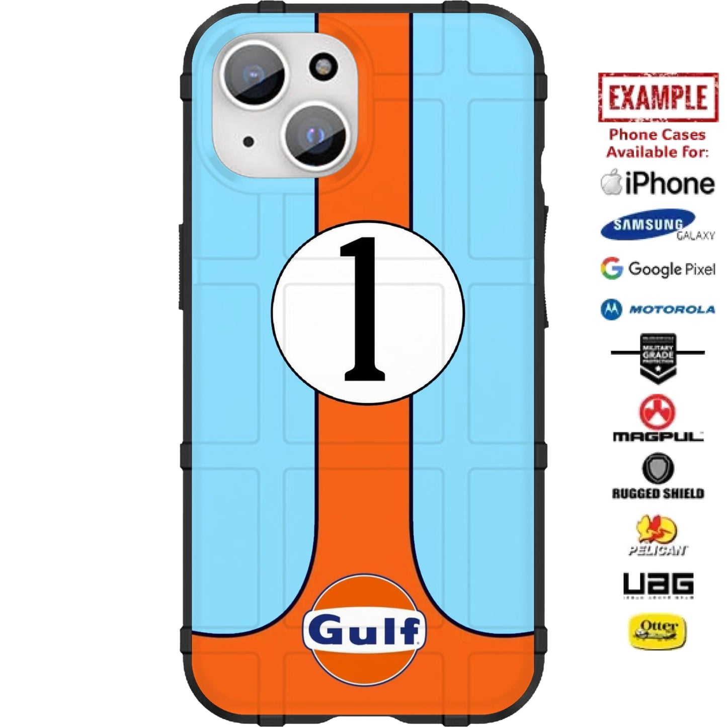Gulf Livery #1 Custom Printed Case Design for Apple, Samsung, Google & Motorola Phone Models
