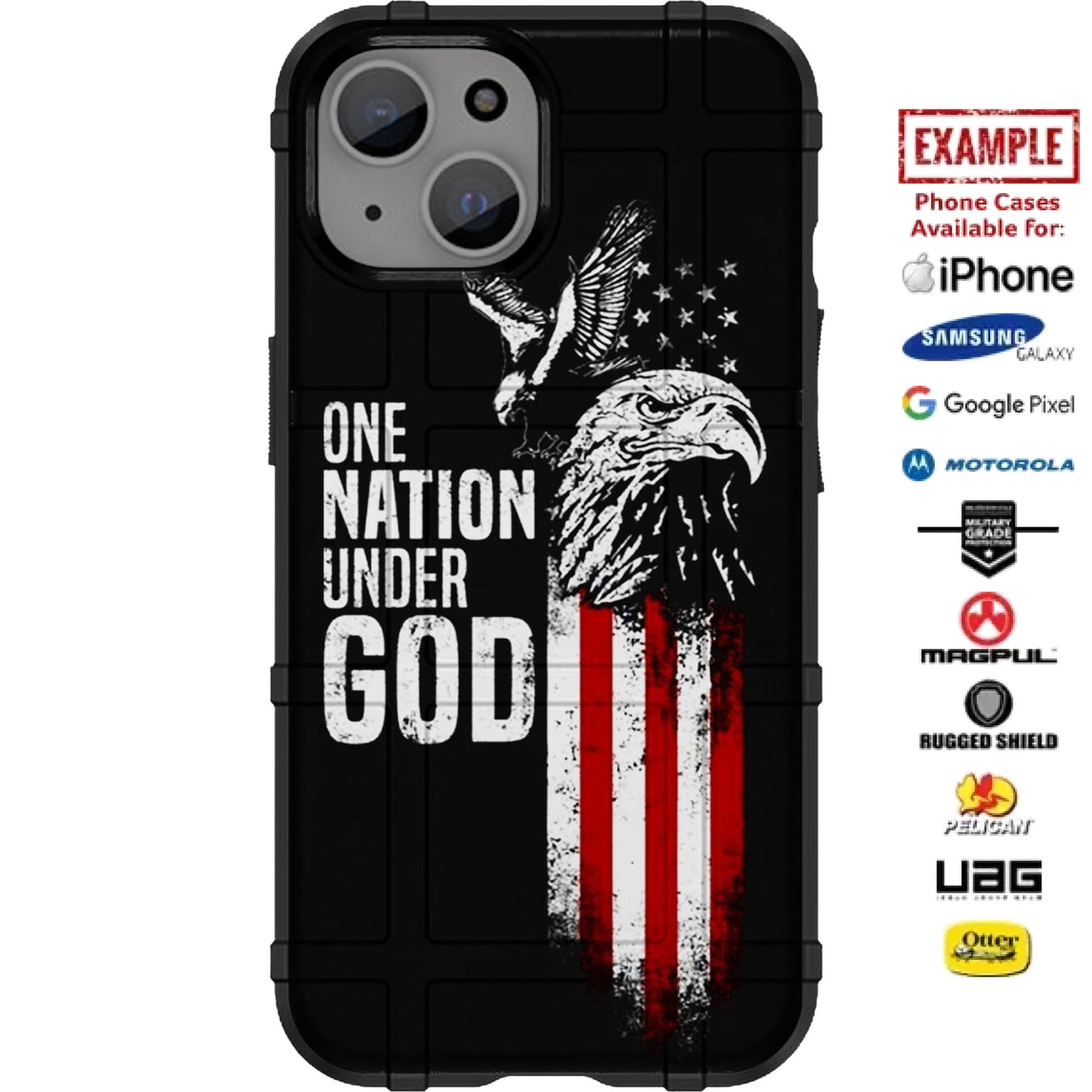 One Nation Under God American Eagle Custom Printed Case Design for Apple, Samsung, Google & Motorola Phone Models