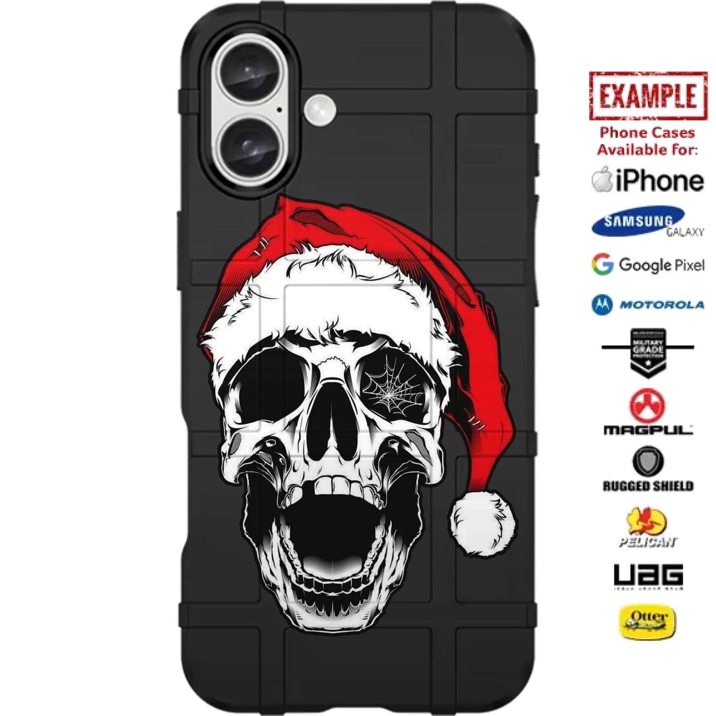 Christmas Laughing Santa Skull Custom Printed Case Design for Apple, Samsung, Google & Motorola Phone Models