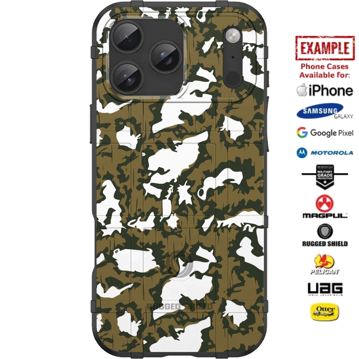Russian KLMK Red Dawn Movie Brown White Camo Pattern Custom Printed Case Design for Apple, Samsung, Google & Motorola Phone Models