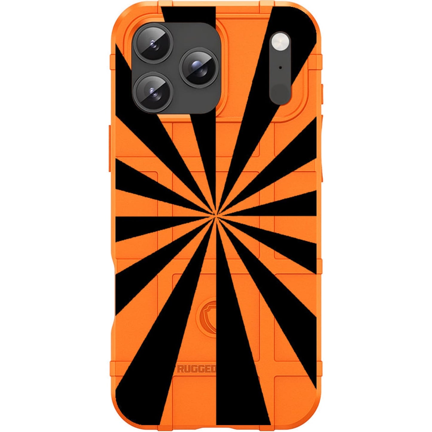 Orange Rugged Shield TPU Case with MagSafe Ring - Sun Burst Design for iPhone 17 Pro & 17 Pro Max phone models