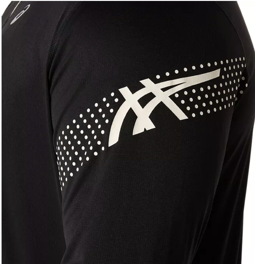 2026 Rose Bowl Half Marathon - ASICS Men's Icon Long Sleeve 1/2 Zip Black (2011D459) (RB26-05)