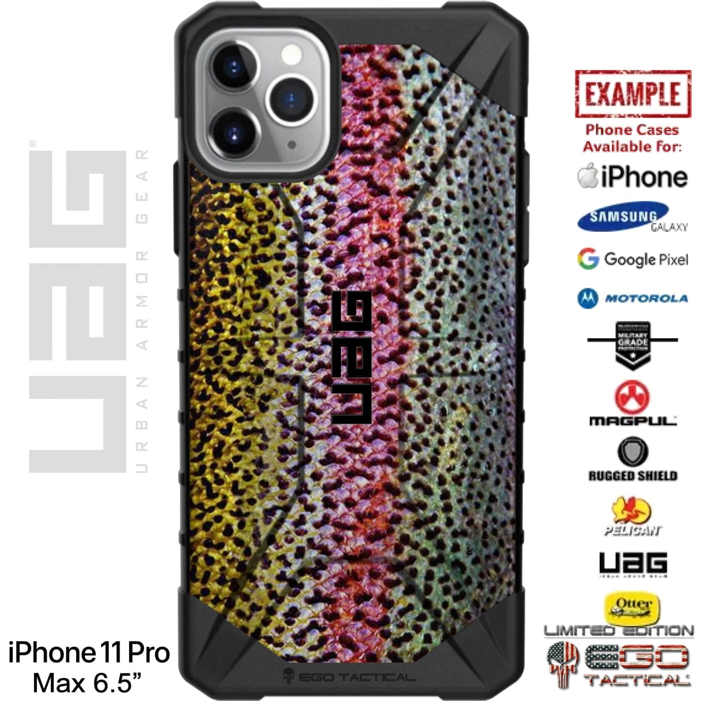 Real Rainbow Trout Camouflage Custom Printed Case Design for Apple, Samsung, Google & Motorola Phone Models