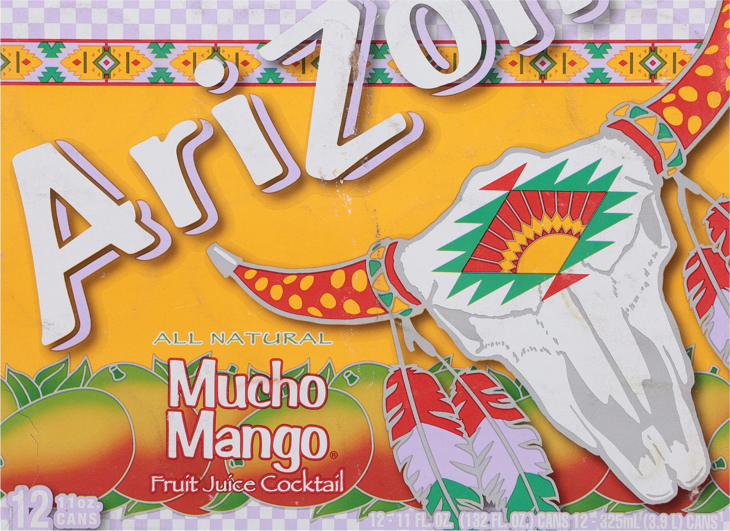 AriZona All Natural Mucho Mango Fruit Juice Cocktail 12 - 11 oz Cans - 1 Pack