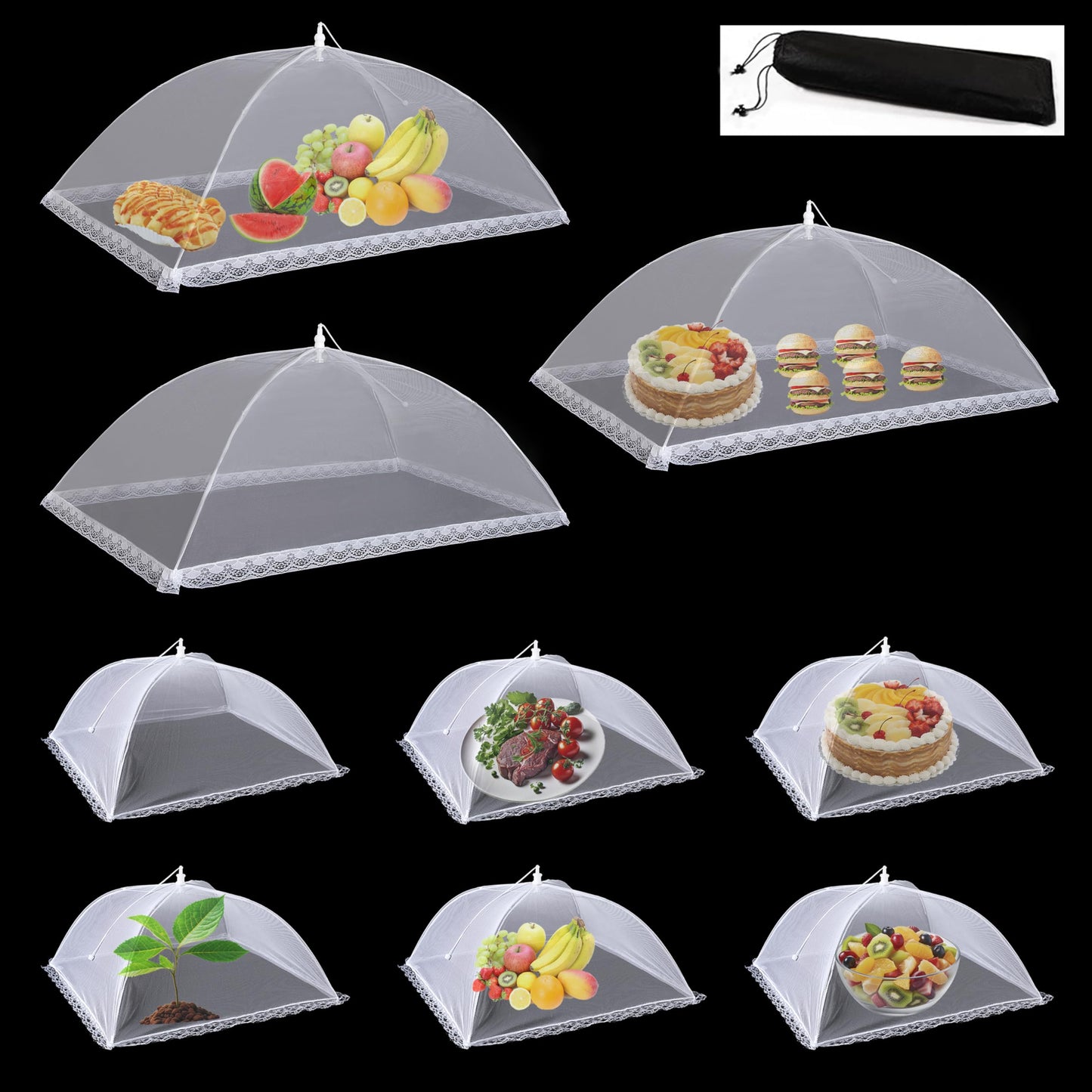 Food Covers for Outside3 Extra Large 40"X24" and 6 Pack Large 17"X17" Pop-Up Outdoor Mesh Food Net Food Cover for Outside BBQ Camping Picnic Party Accessories