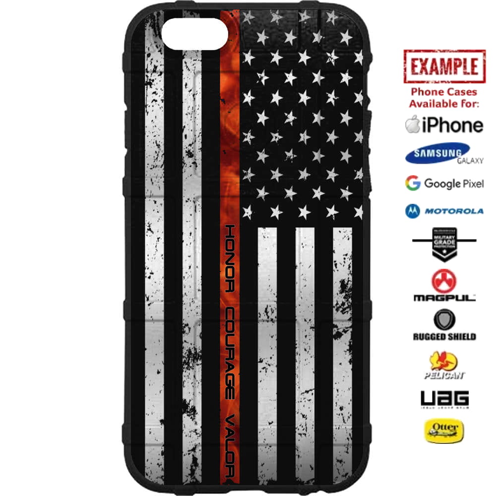 US American Flag Thin Red Real fire Line Honor Courage Valor Custom Printed Case Design for Apple, Samsung, Google & Motorola Phone Models