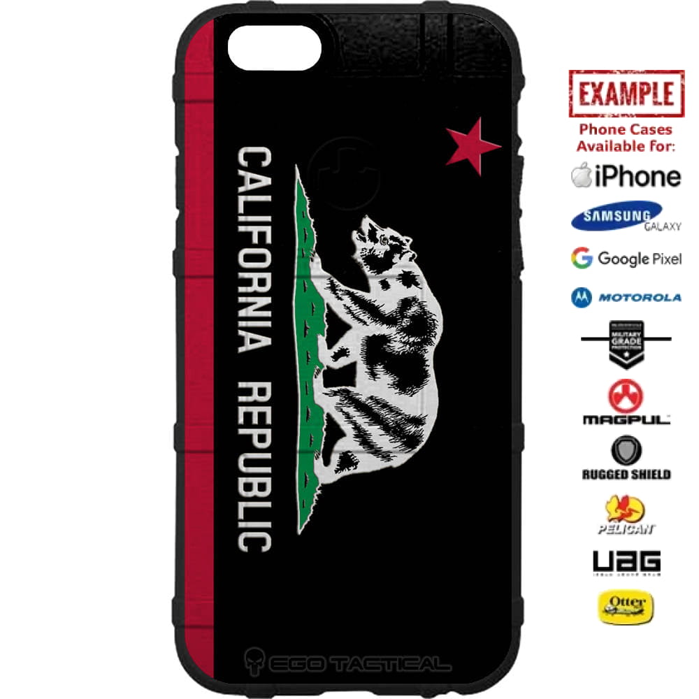 California Republic Flag, Inverse Black Subdued Custom Printed Case Design for Apple, Samsung, Google & Motorola Phone Models