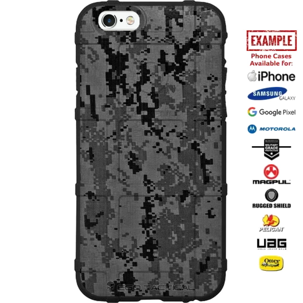 Subdued Black Grey Digi Camouflage Custom Printed Case Design for Apple, Samsung, Google & Motorola Phone Models