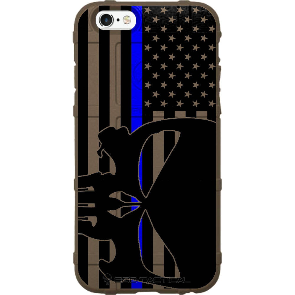 US American Flag Subdued Thin Blue Line Punisher, Police Police Custom Printed Case Design for Apple, Samsung, Google & Motorola Phone Models