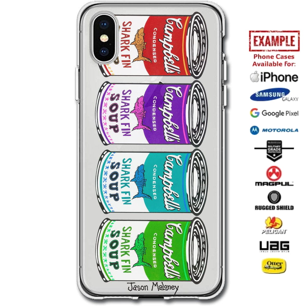 Jason Maloney Art Series: Chum The Shark "Shark Fin Soup Assorted Colors" Limited Edition Custom UV-Printed Custom Printed Case Design for Apple, Samsung, Google & Motorola Phone Models
