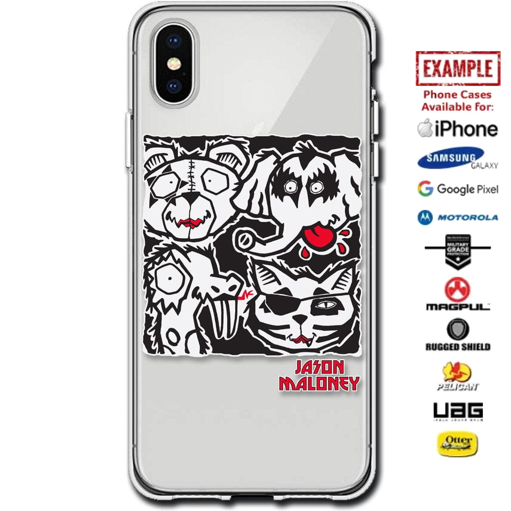 Jason Maloney Art Series: "Lick it Up" KISS Parity Design Tippsy Bear Bat Patches Design Limited Edition Custom UV-Printed Custom Printed Case Design for Apple, Samsung, Google & Motorola Phone Models