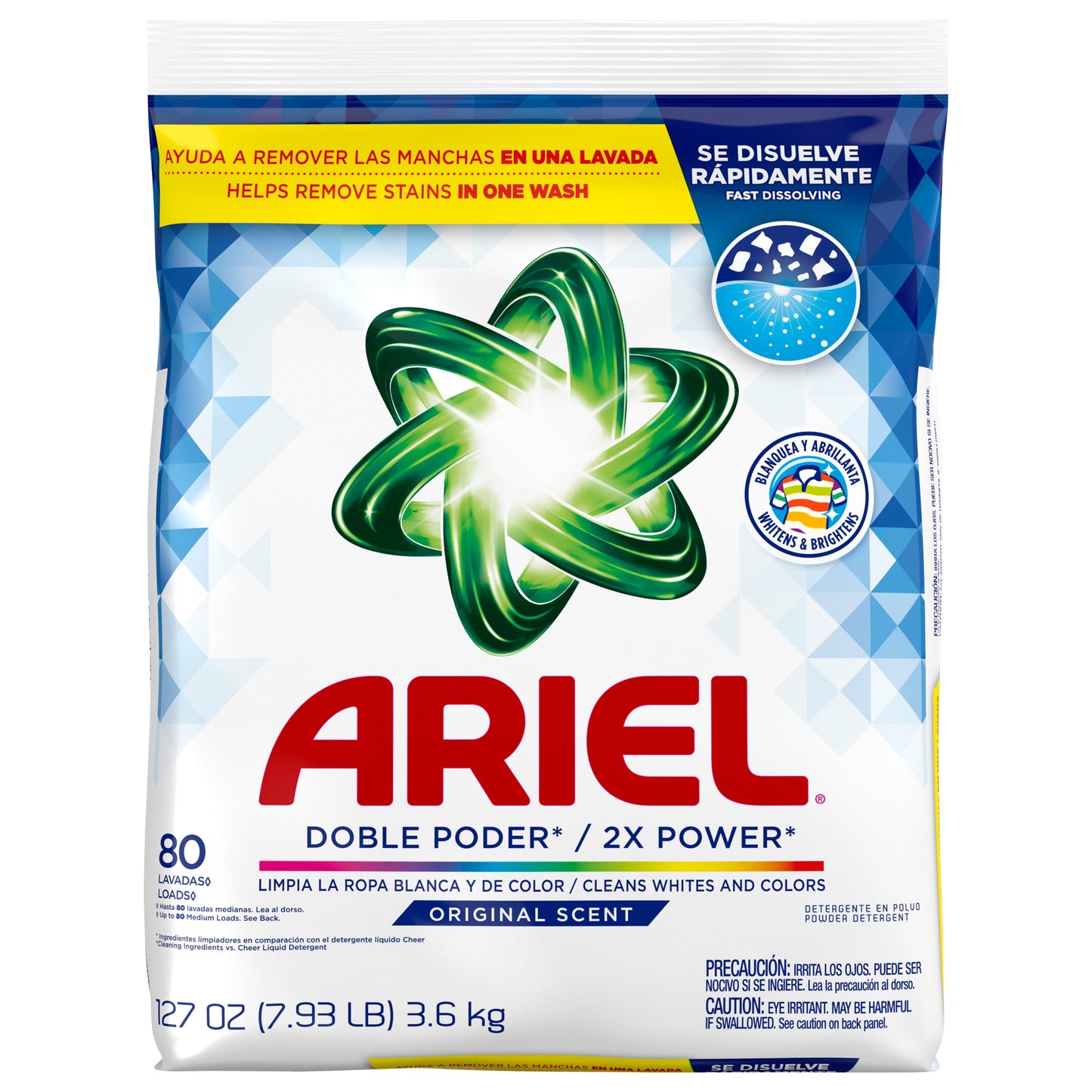 Ariel Laundry Detergent Powder, Original, 80 Loads - 127 OZ 5 Pack