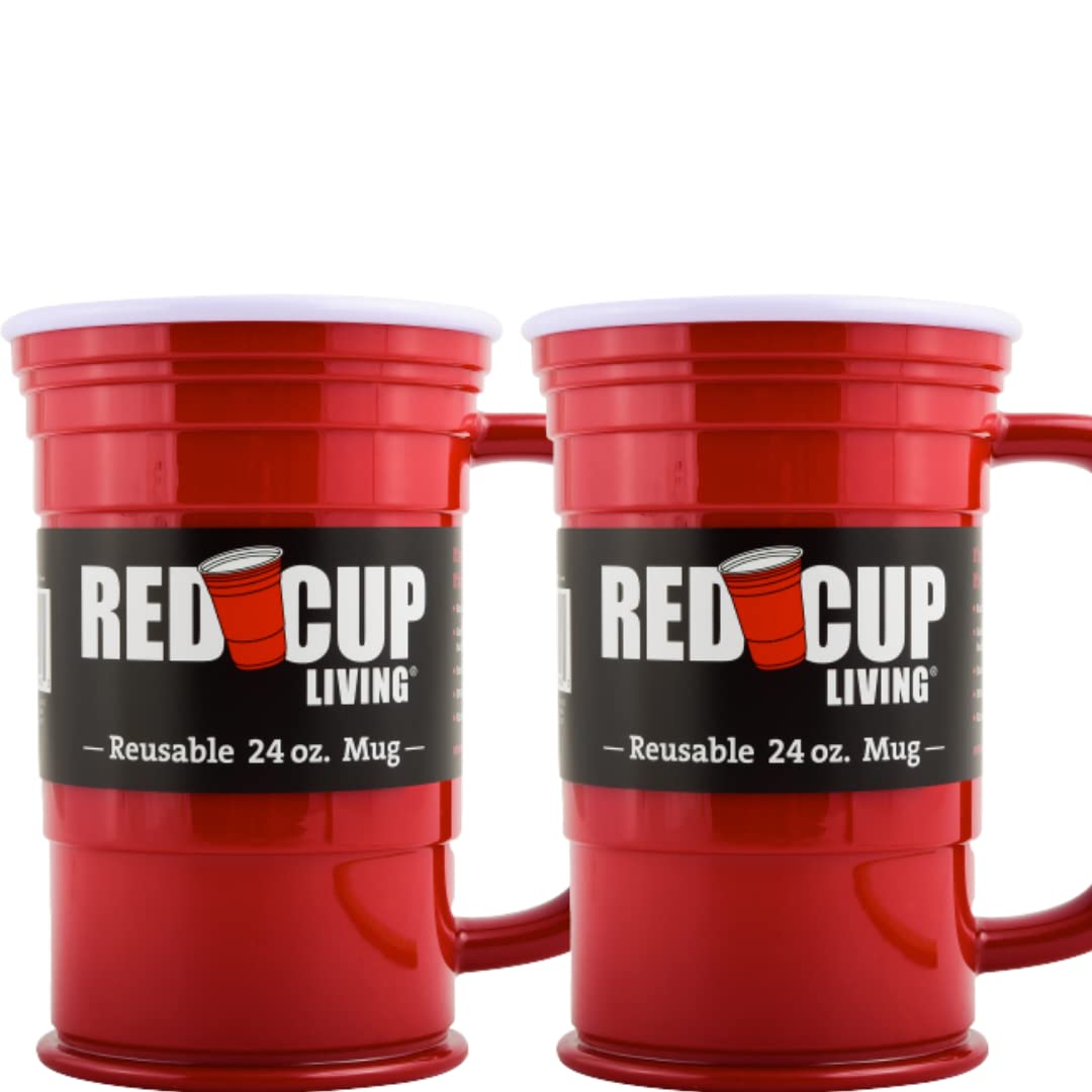 24 Oz Beer Mugs Set of 2 | Reusable Party Mug Glass & Tumbler | Party Cups Ideal for Kids & Adults | Reusable Drinking Supplies for Birthday Party Camping | Durable & Unbreakable BPA Free