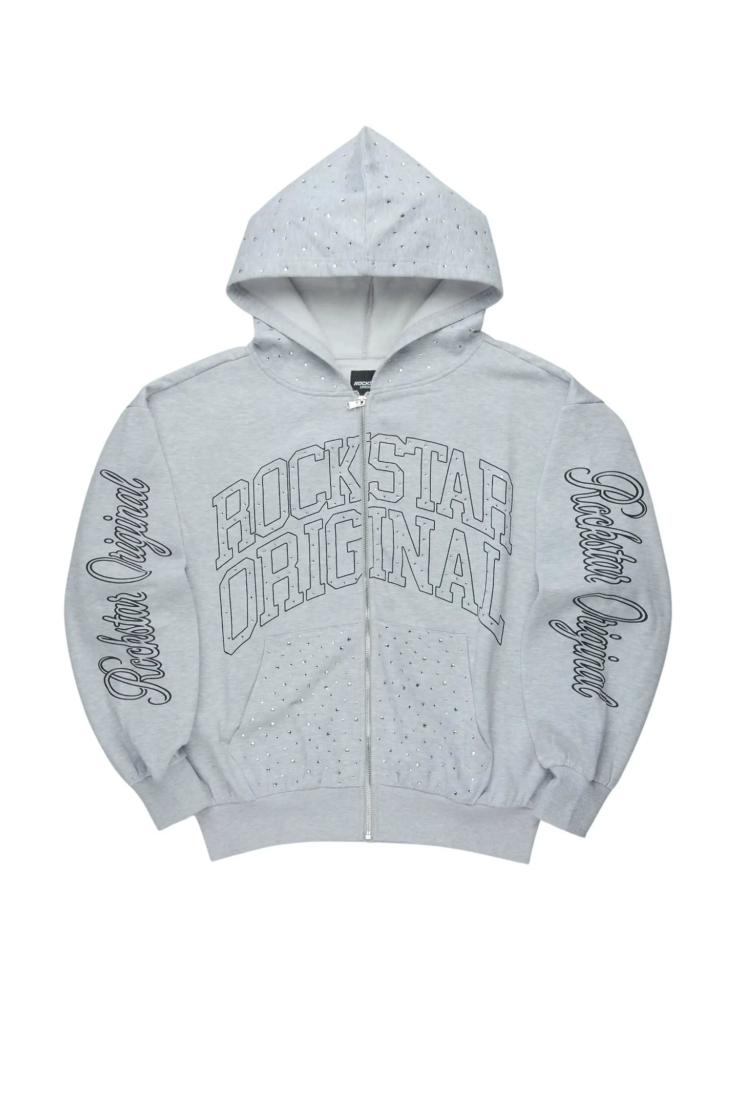 Boys Alvino Grey Rhinestone Zip Up Hoodie