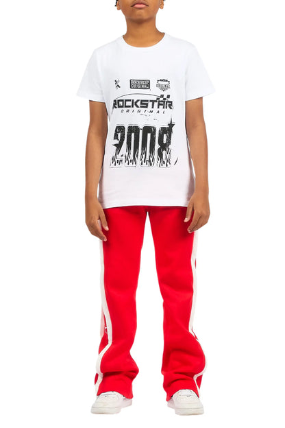 Boys Arkady Red Stacked Flare Track Pant