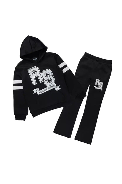 Boys Alik Black Stacked Track Set