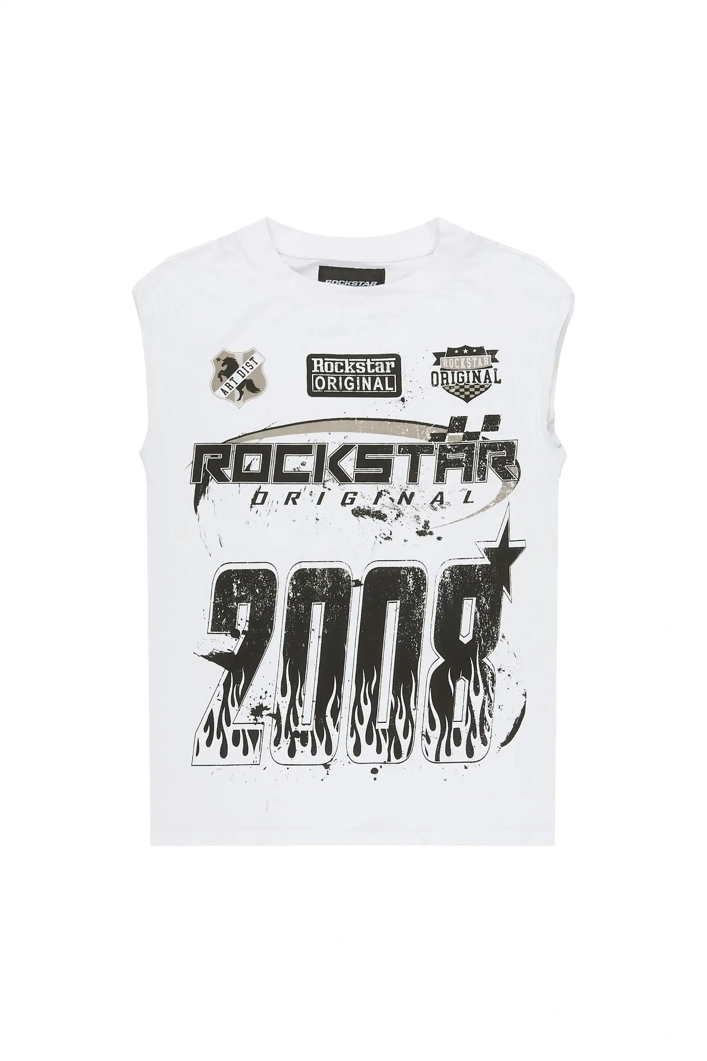 Boys Amos White Cut Off T-Shirt