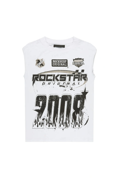 Boys Amos White Cut Off T-Shirt