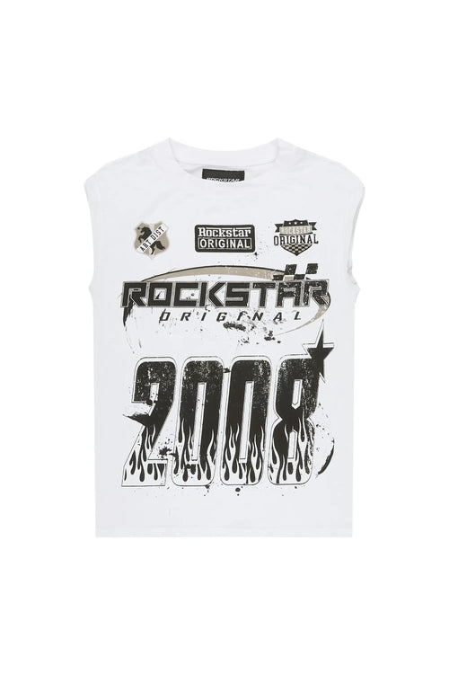 Boys Amos White Cut Off T-Shirt