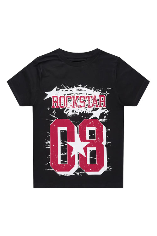 Boys Allstar Black/Burgundy Graphic T-Shirt