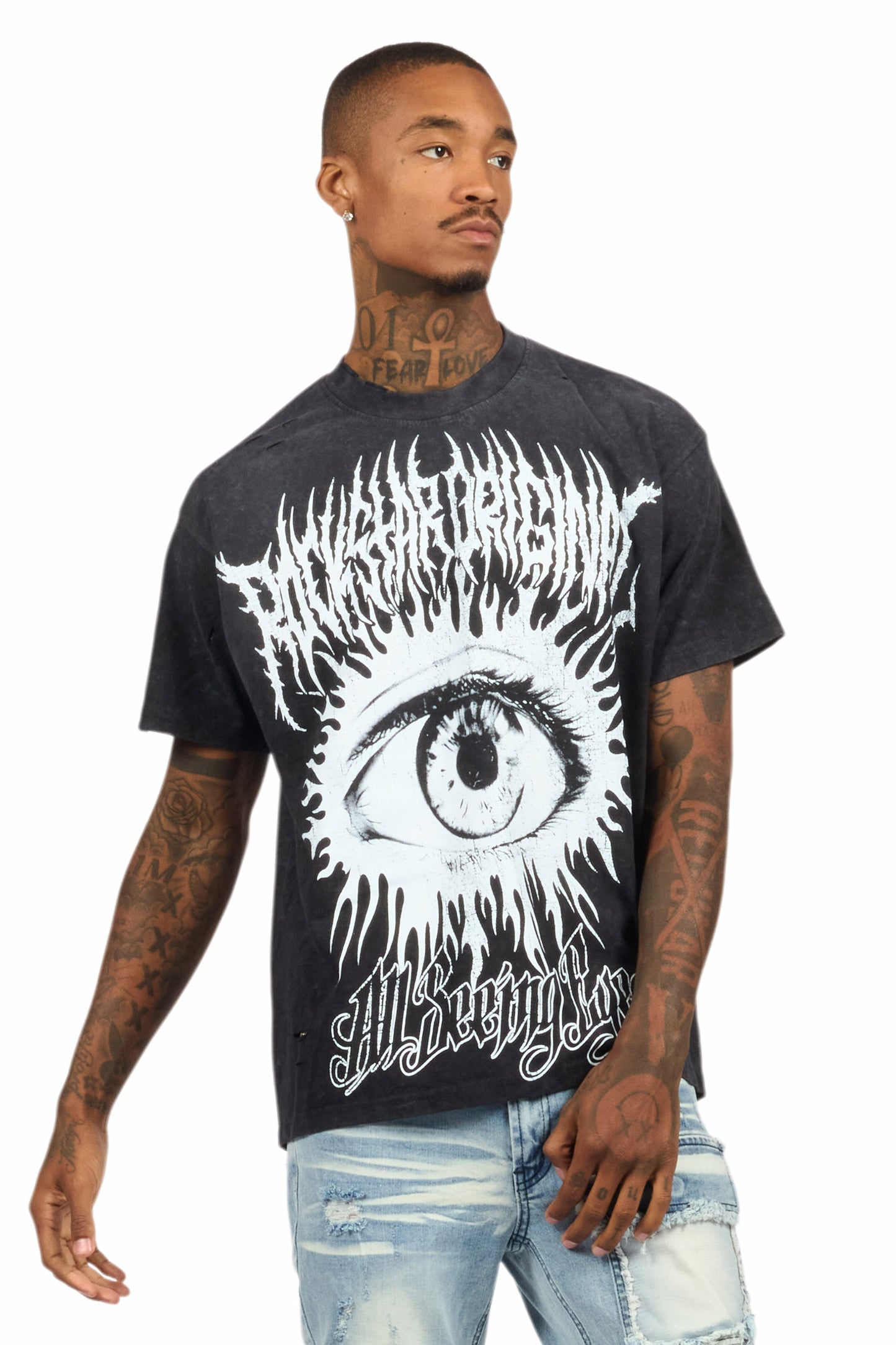 All Seeing Eyes Vintage Black/White Oversized T-Shirt