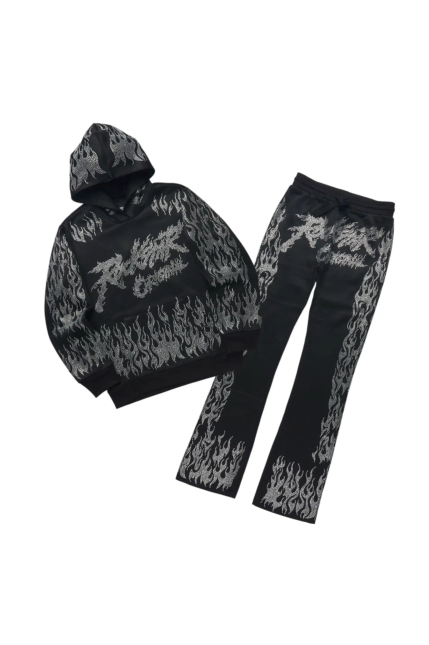 Boys Alaeno 2.0 Black Rhinestone Stacked Track Set