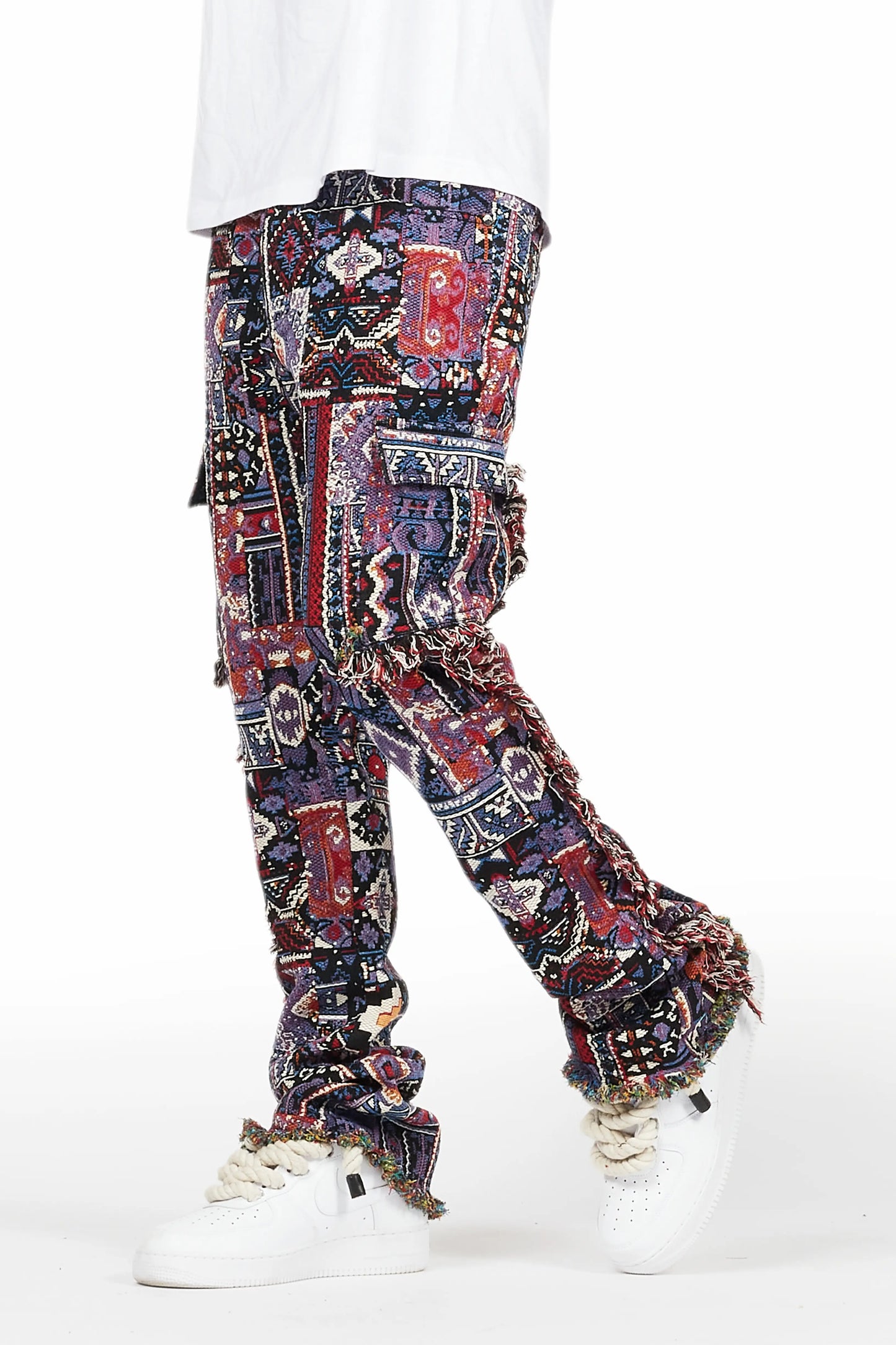 Ayami Purple Slim Tapestry Flare Jean