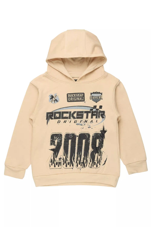 Boys Amos Beige/Black Graphic Hoodie