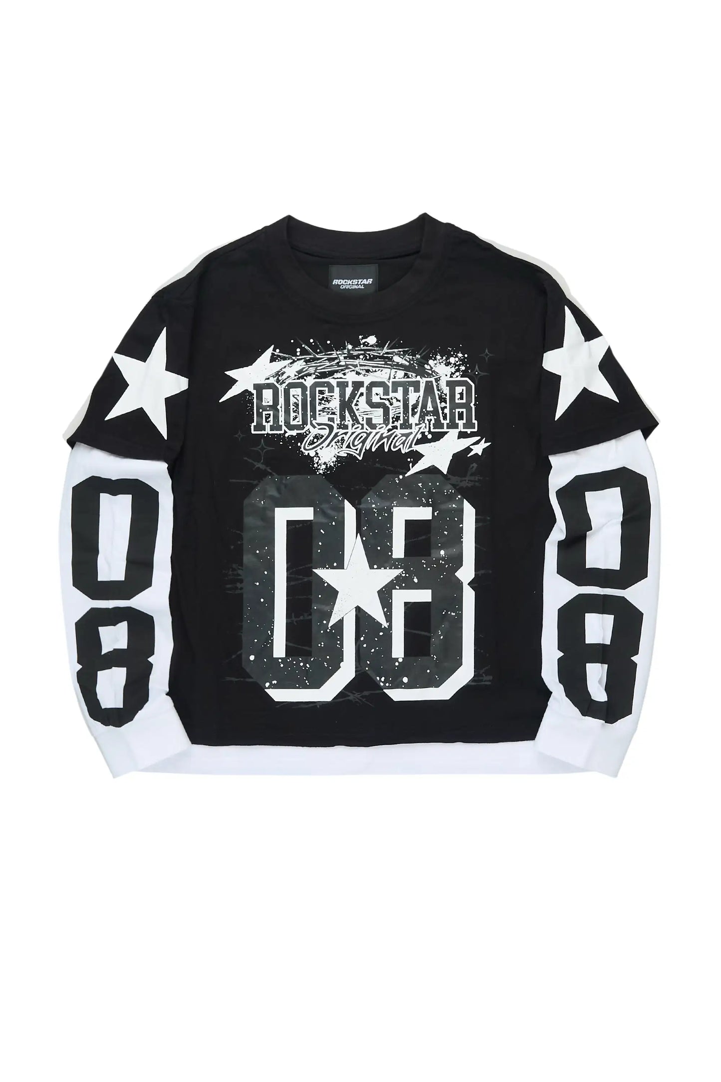 Boys Allstar Vintage Black/White Double Layer L/S Graphic T-Shirt
